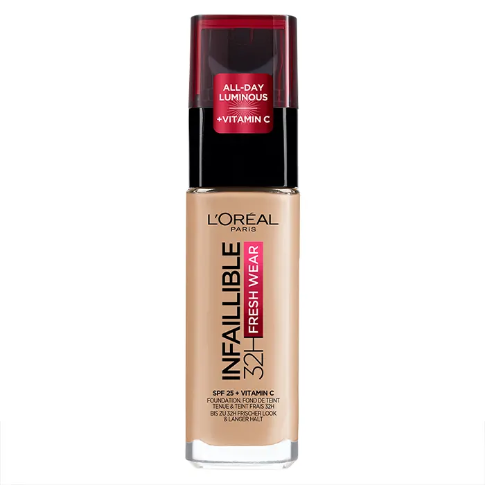L'Oreal Paris Makeup Infallible Up to 32 Hour Fresh Wear Lightweight Foundation 145 (2) کرم پودر L'Oréal Infallible Fresh Wear رنگ 145 | فروشگاه اینترنتی مه چهر